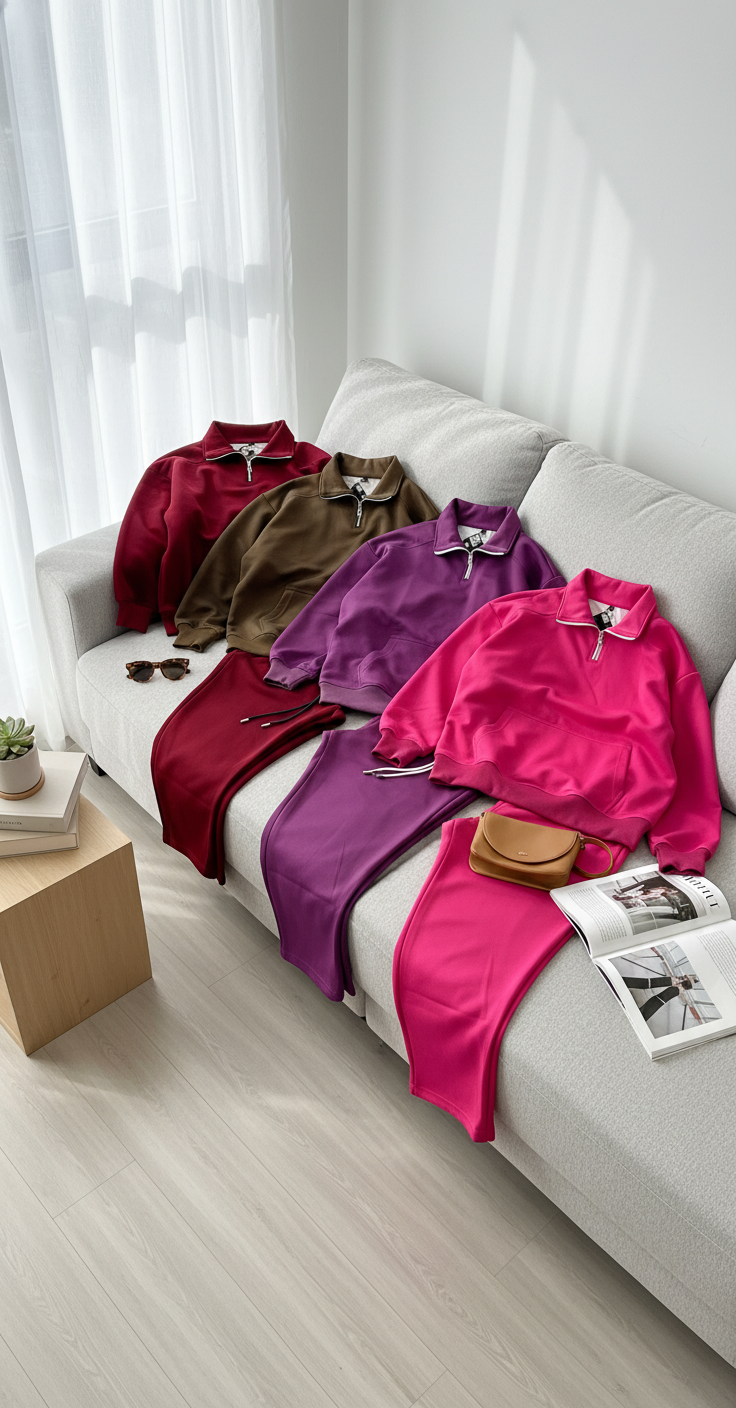 Luxury Blank Cozy Poly-Cotton Fleece set- Modern Streetwear Design | Premium Pullover Sweatshirt with Kangaroo Pocket - Multi Color - Voila Finest