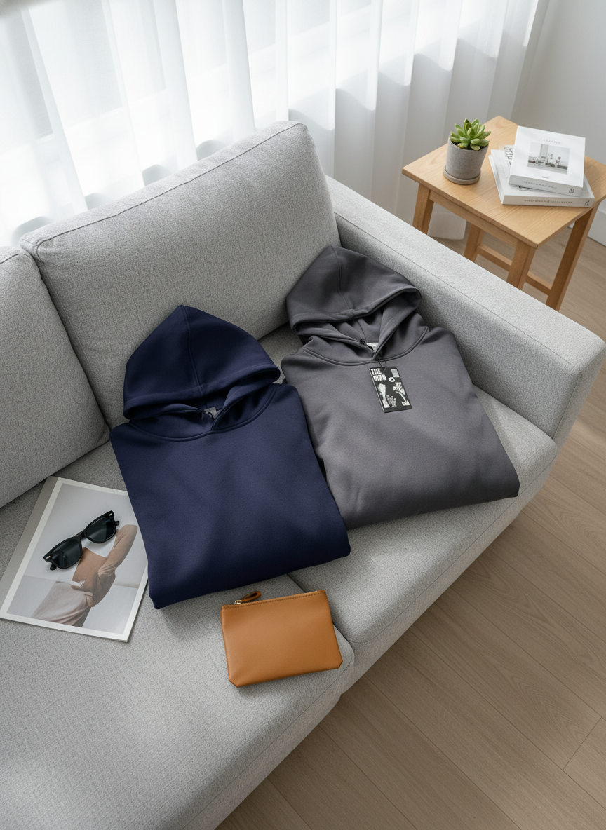 Luxury Blank Cozy Poly-Cotton Fleece set- Modern Streetwear Design | Premium Pullover Sweatshirt with Kangaroo Pocket - Voila Finest