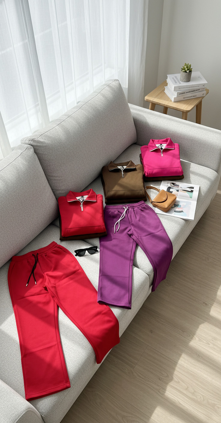 Luxury Blank Cozy Poly-Cotton Fleece set- Modern Streetwear Design | Premium Pullover Sweatshirt with Kangaroo Pocket - Multi Color - Voila Finest