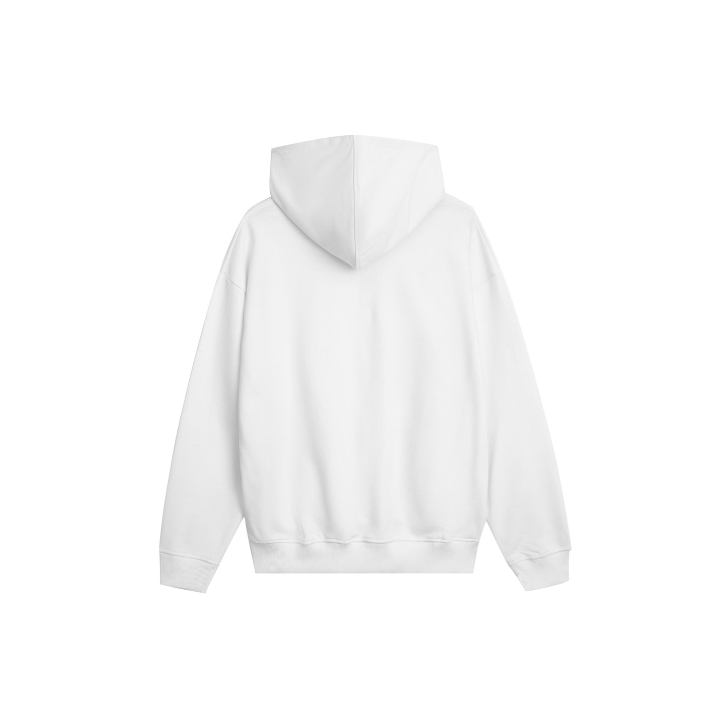 Zip Hoodie with Curved Hem - Premium Comfort Sweatshirt | Modern Design Pullover with Adjustable Hood & Kangaroo Pocket 
- White