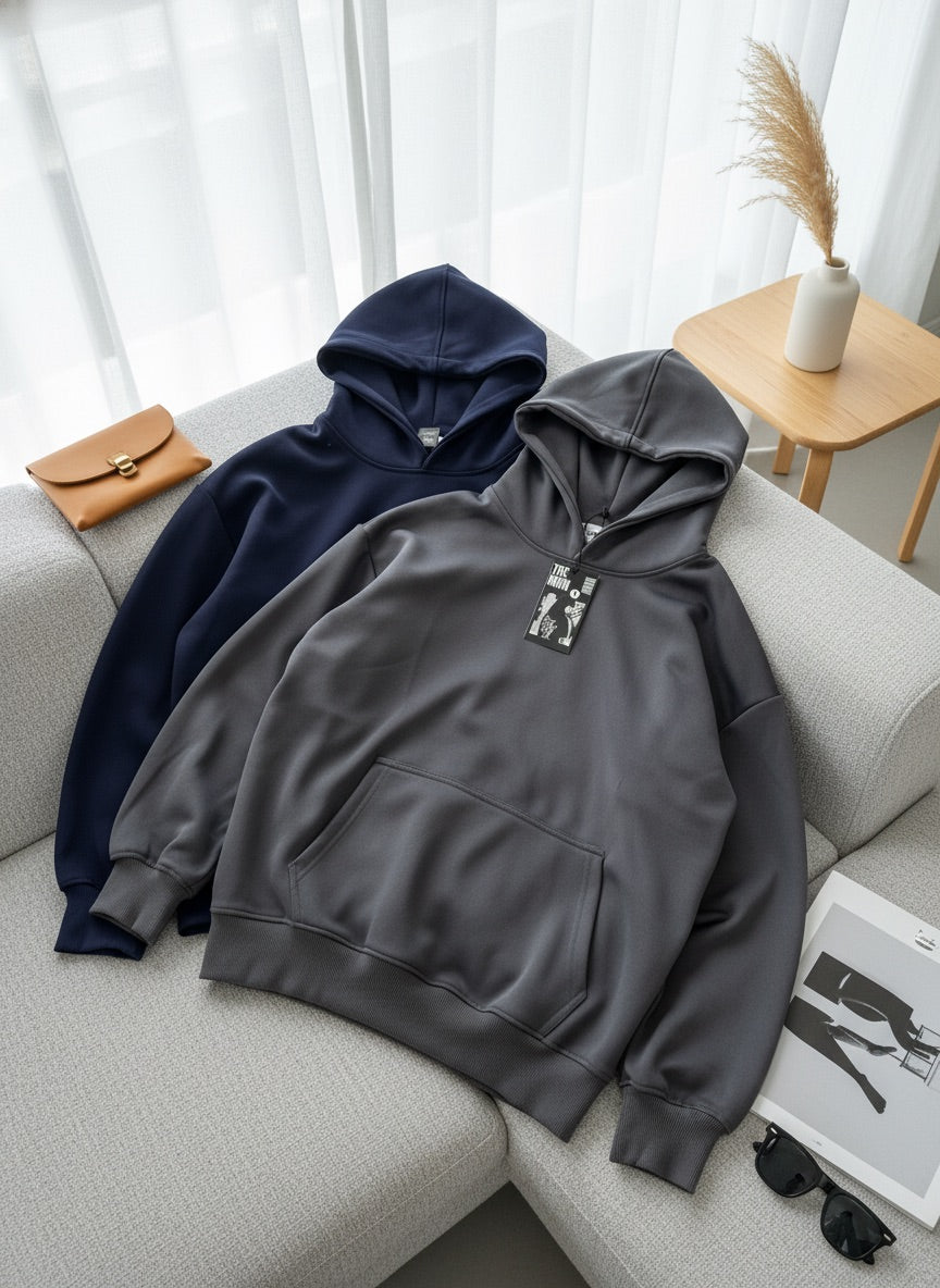 Luxury Blank Cozy Poly-Cotton Fleece set- Modern Streetwear Design | Premium Pullover Sweatshirt with Kangaroo Pocket - Voila Finest