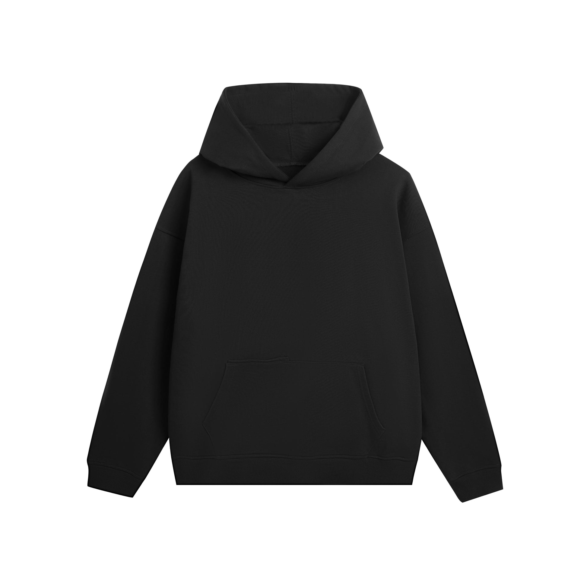 Luxury Blank 100% Cotton Curved Hem- Modern Streetwear Design | Premium Pullover Sweatshirt with Kangaroo Pocket Hoodie -Black - Voila Finest