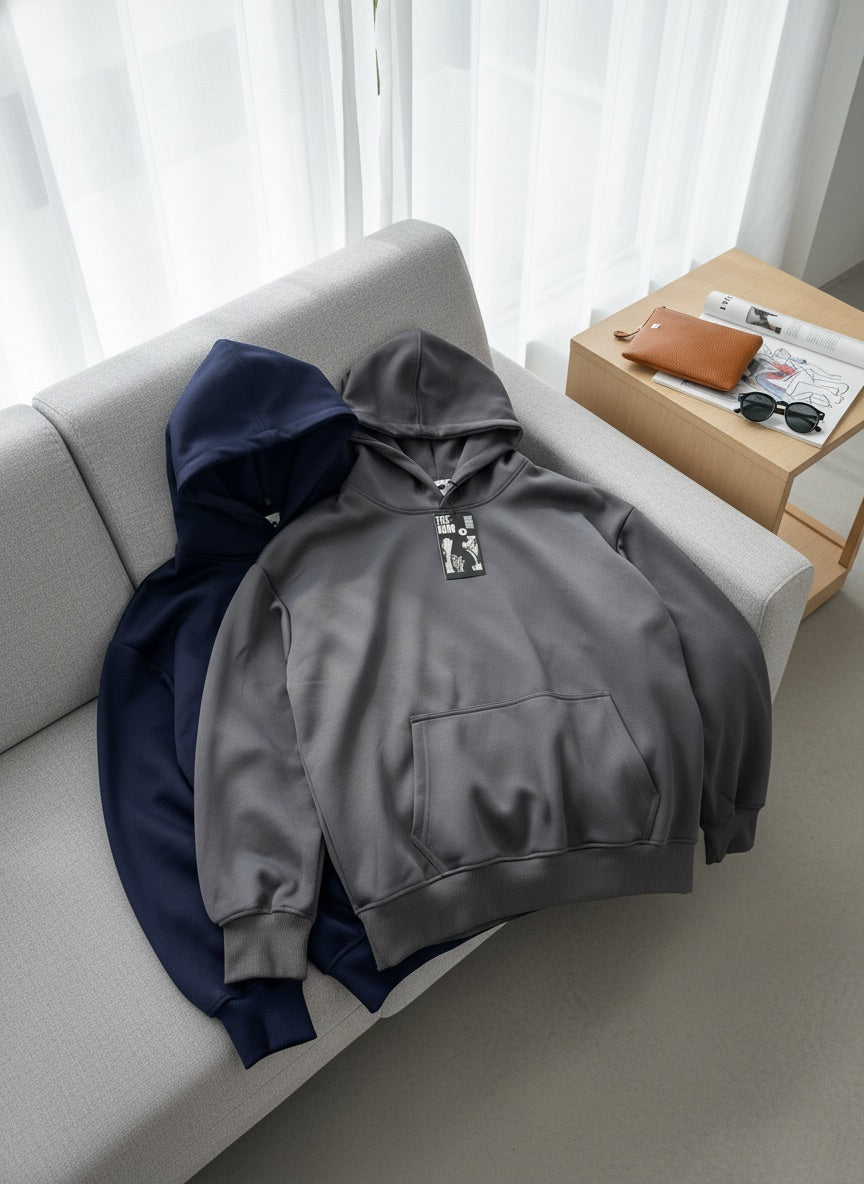 Luxury Blank Cozy Poly-Cotton Fleece set- Modern Streetwear Design | Premium Pullover Sweatshirt with Kangaroo Pocket - Voila Finest