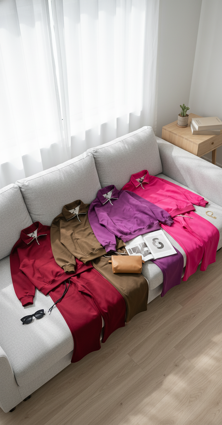 Luxury Blank Cozy Poly-Cotton Fleece set- Modern Streetwear Design | Premium Pullover Sweatshirt with Kangaroo Pocket - Multi Color - Voila Finest