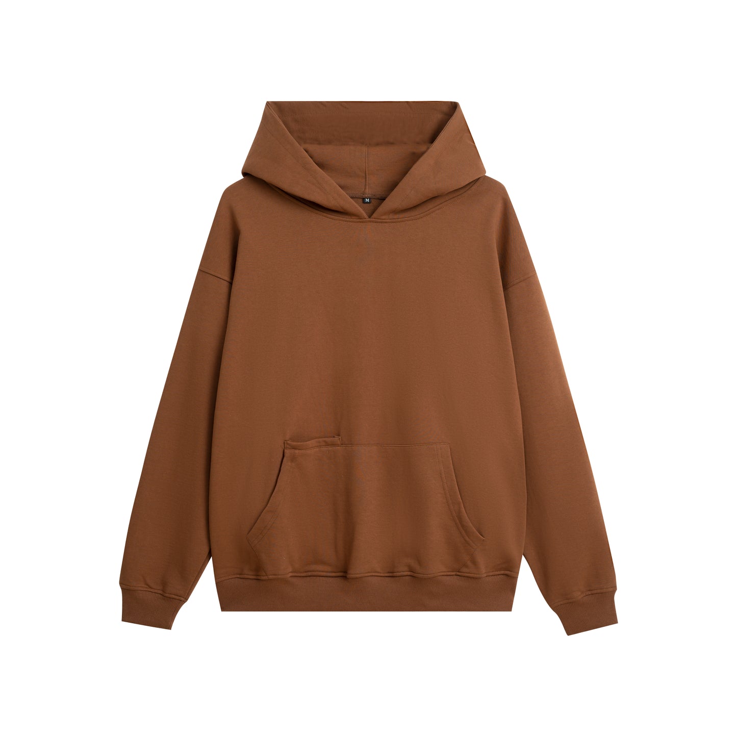 Luxury Blank 100% Cotton Curved Hem Hoodie - Modern Streetwear Design | Premium Pullover Sweatshirt with Kangaroo Pocket- Brown - Voila Finest
