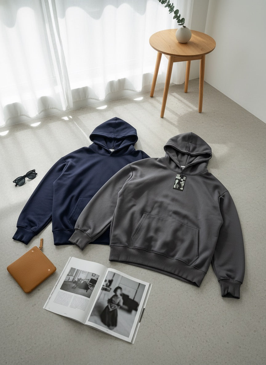 Luxury Blank Cozy Poly-Cotton Fleece set- Modern Streetwear Design | Premium Pullover Sweatshirt with Kangaroo Pocket - Voila Finest